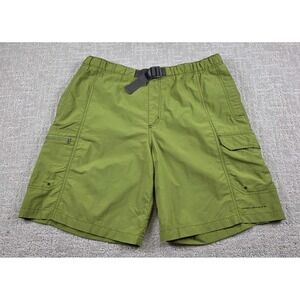 Columbia Men Cargo Shorts Medium Green Belted Omni Shade Cargo Hiking Swim Nylon